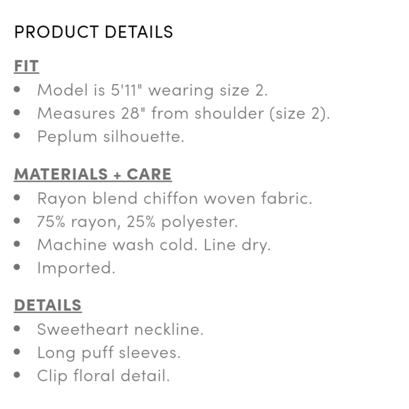 torrid Peplum Chiffon Clip Floral Puff Sleeve Top size 2X NWT - Picture 6 of 8